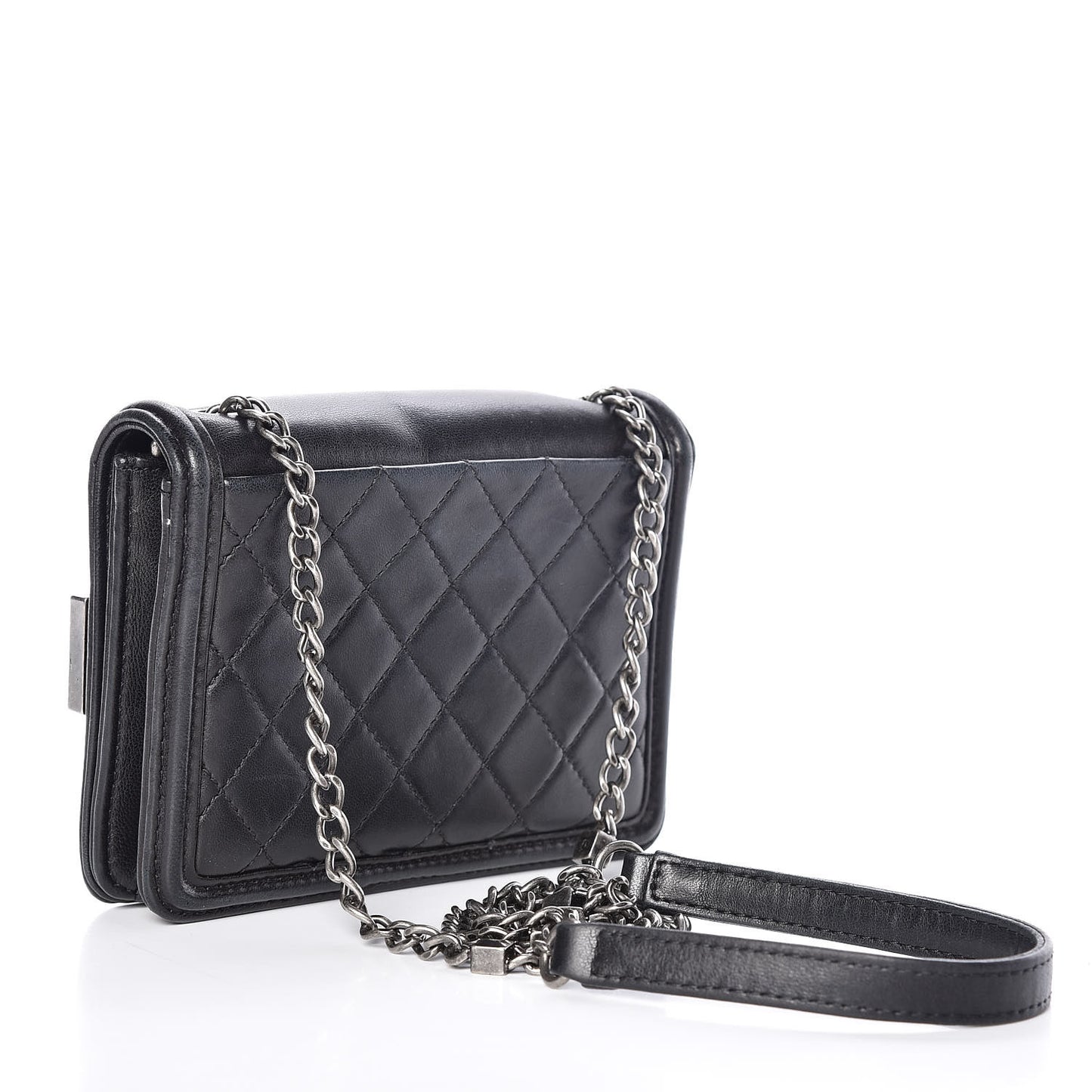 Plexiglass Lambskin Mini Boy Brick Flap Black