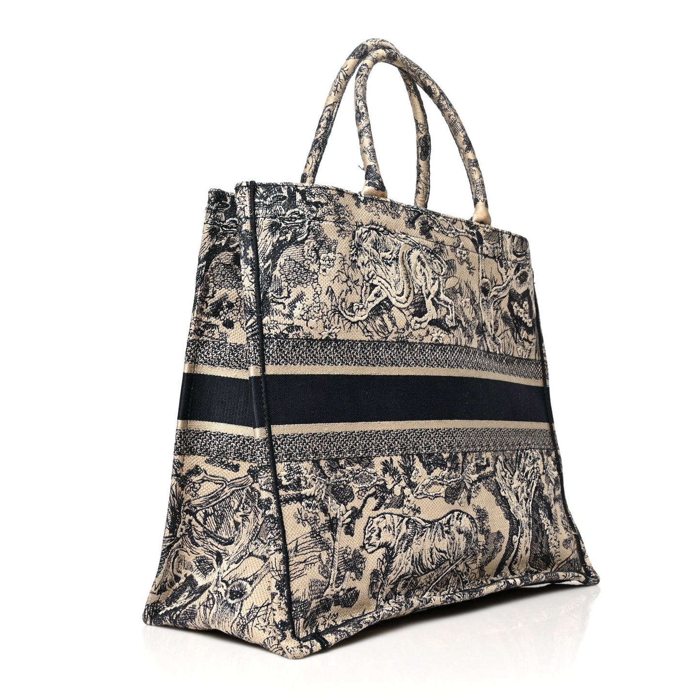 Canvas Embroidered Large Dioriviera Toile De Jouy Book Tote Black