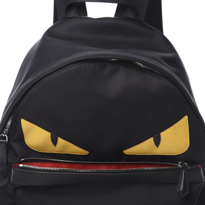 Fendi Nylon Vitello Elite Monster Eyes Rounded Backpack Black Yellow 5 of 9