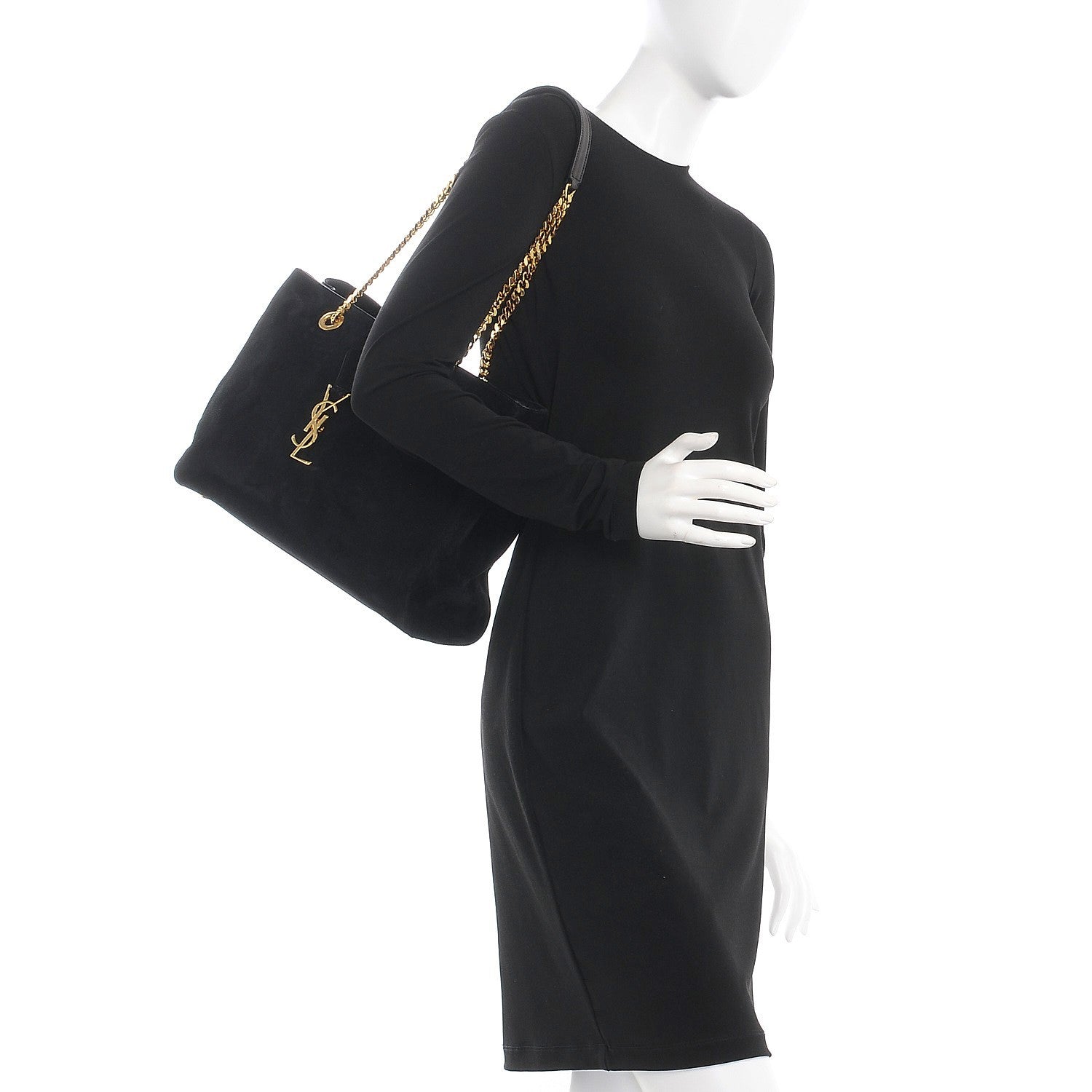 Saint Laurent Suede Monogram Cassandre Shopper Black 2 of 7