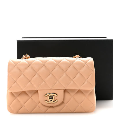 Chanel Lambskin Quilted Mini Rectangular Flap Beige 11 of 11