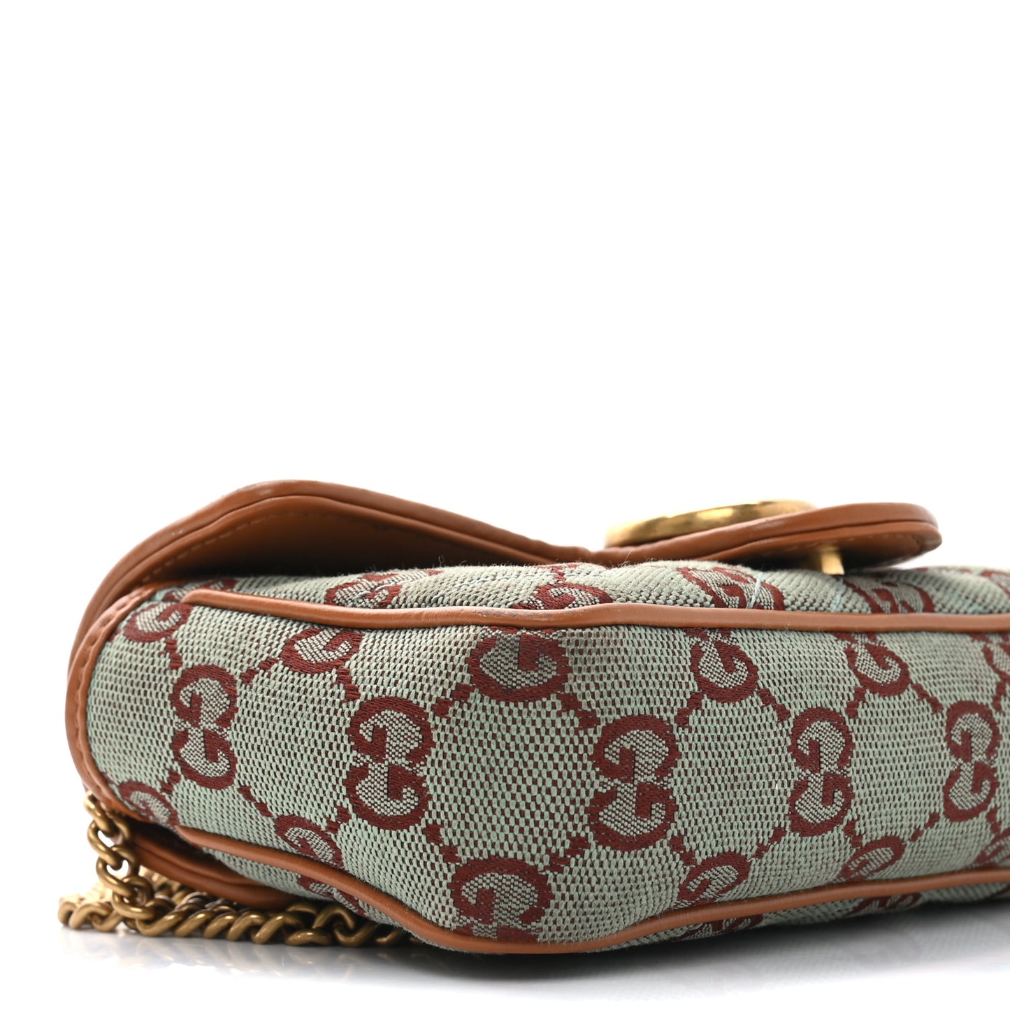 Monogram Multicolor Matelasse Diagonal Super Mini GG Marmont Shoulder Bag Azure Harness Brown