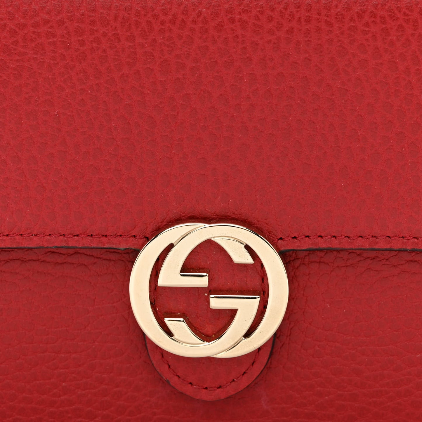 Dollar Calfskin Interlocking G Chain Wallet Red