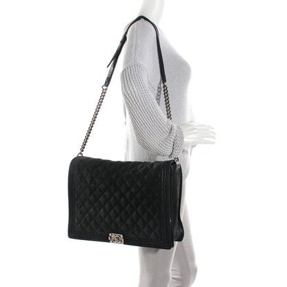 Chanel Goatskin Quilted Large Gentle Boy Flap Black 2 of 9