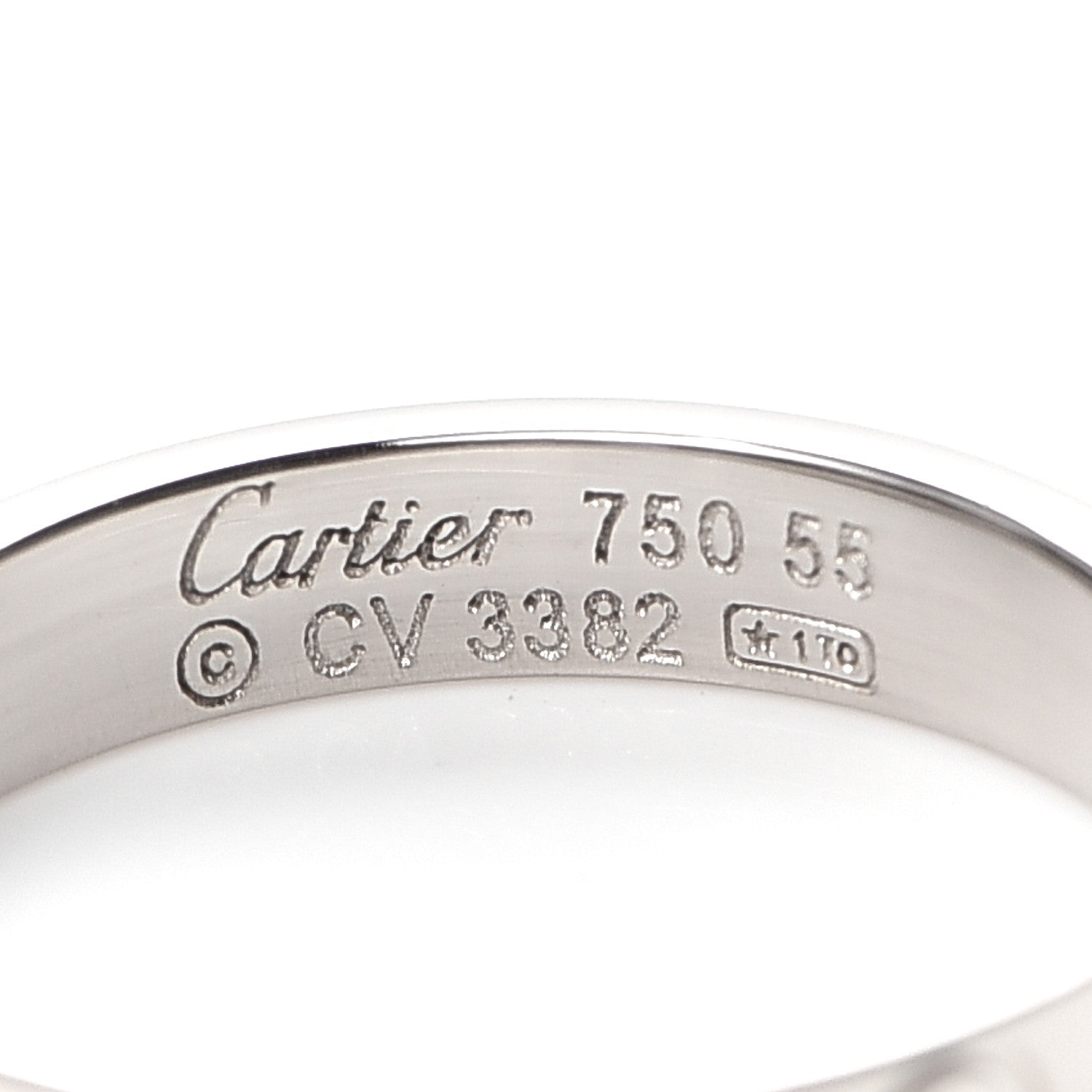 Cartier 18K White Gold 3.5mm LOVE Wedding Band Ring 55 7.25 4 of 5