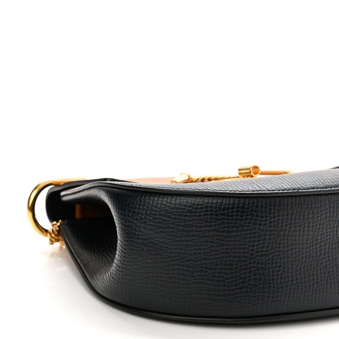 Grained Calfskin Lambskin Mini Bi-Color Drew Shoulder Bag Black Caramel
