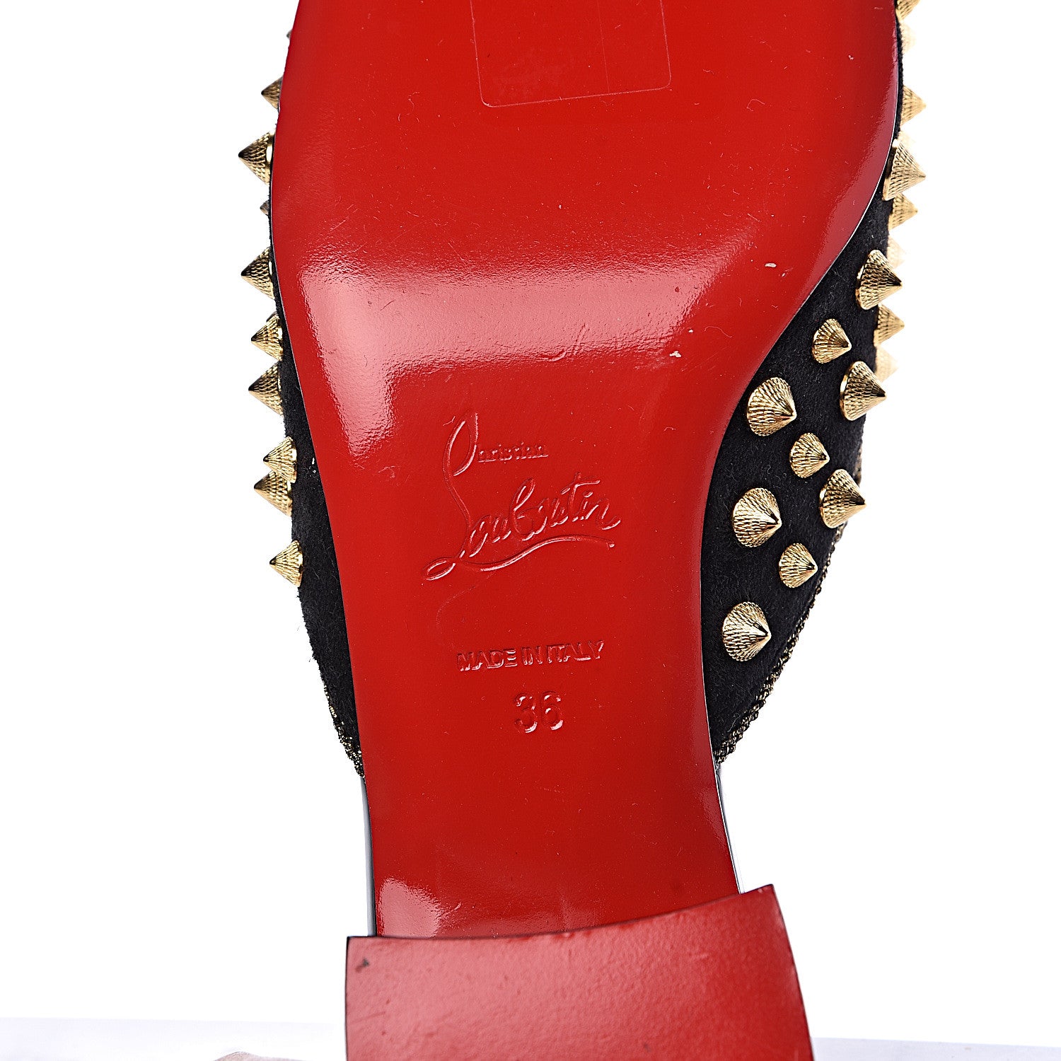 Christian Louboutin Suede Spikes Mulaconka 35 Mules 36 Black 7 of 9