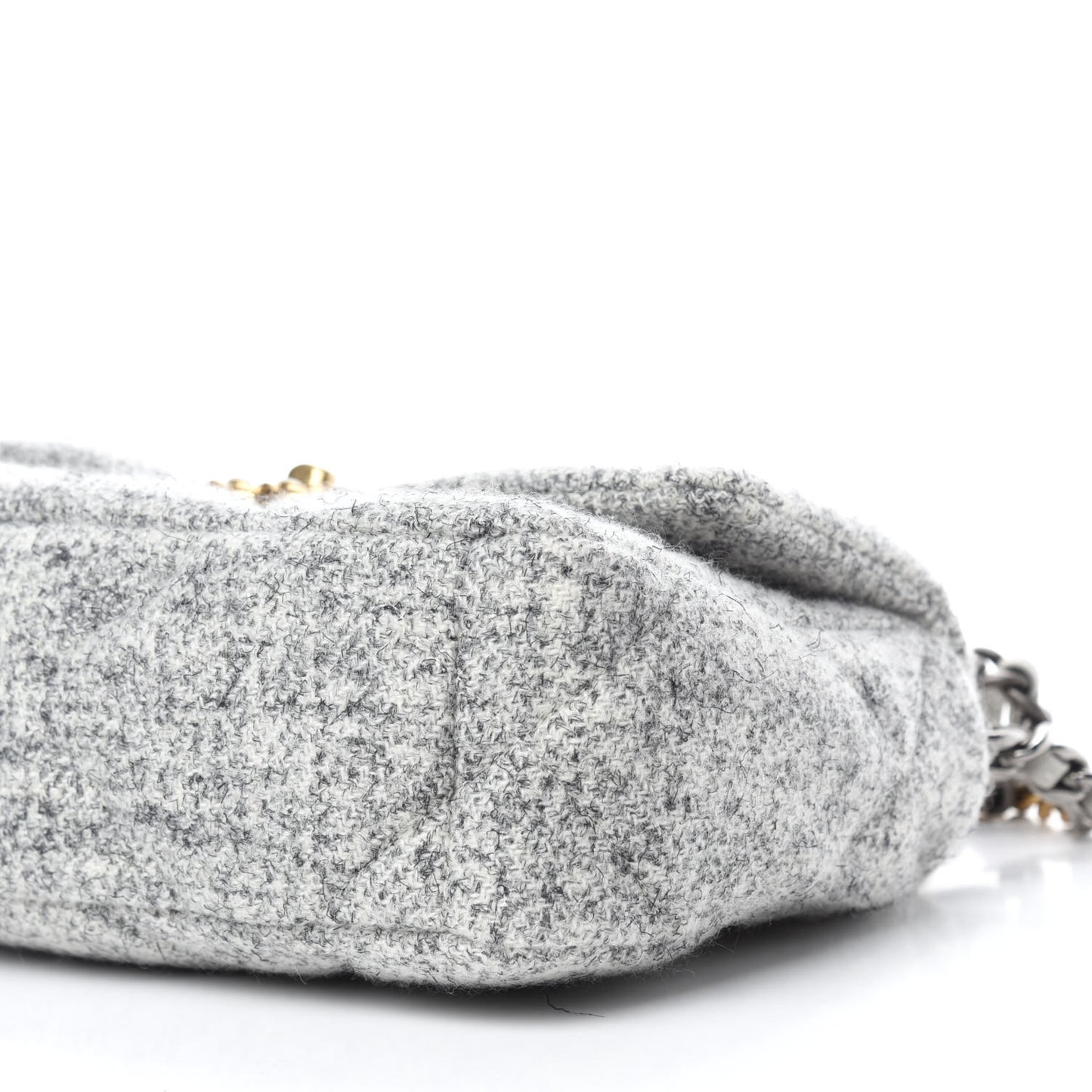 Tweed Quilted Medium Chanel 19 Flap Grey Ecru