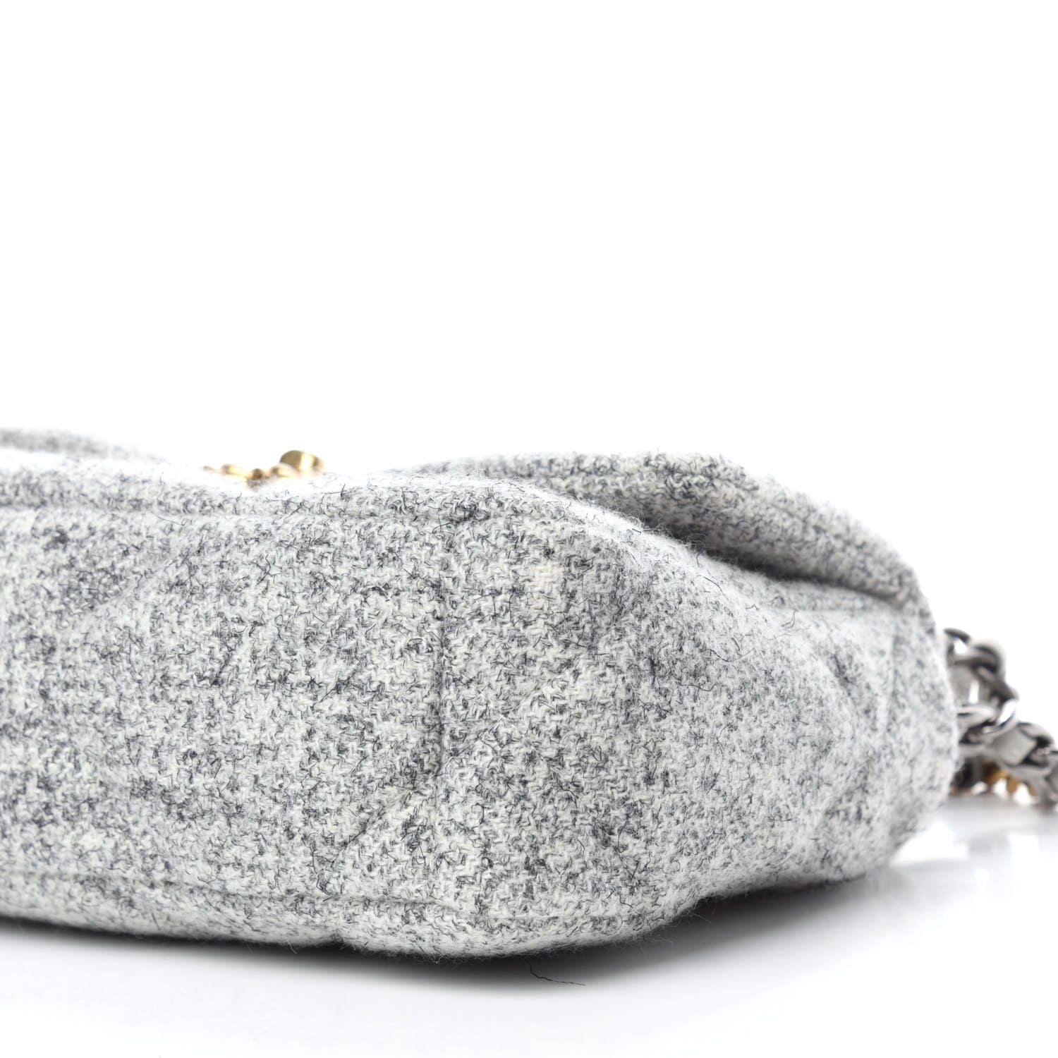 Chanel Tweed Quilted Medium Chanel 19 Flap Grey Ecru 7 of 12