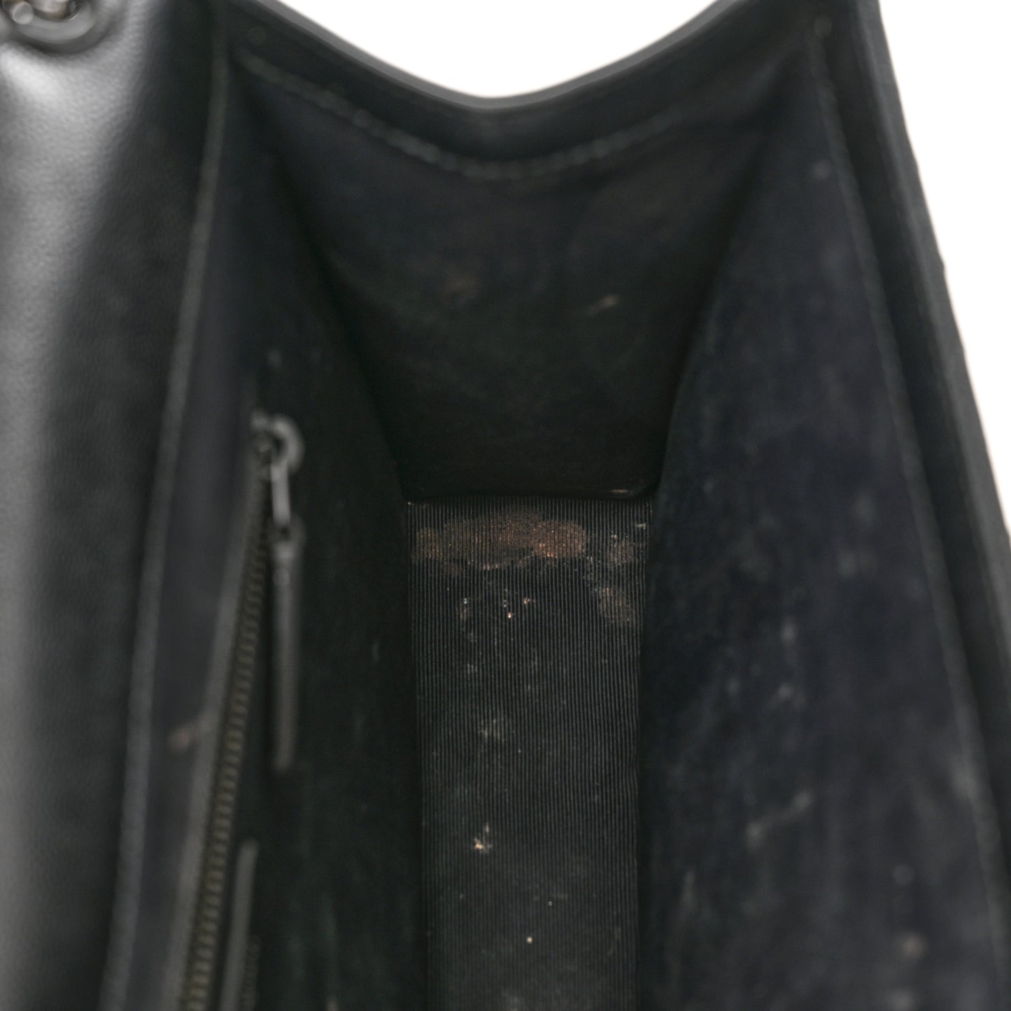 Grain De Poudre Textured Mixed Matelasse Large Triquilt Monogram Monochrome Satchel Black