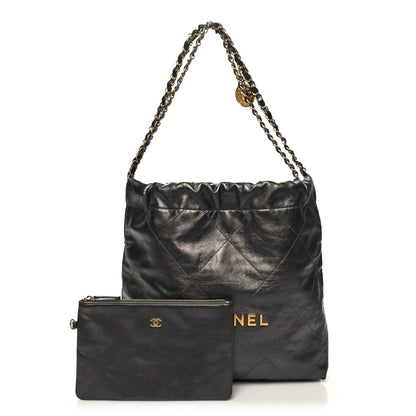 Chanel Metallic Calfskin Quilted Small Chanel 22 Ruthenium 1 of 11