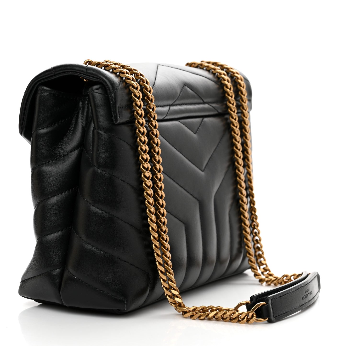 Calfskin Y Quilted Monogram Small Loulou Chain Satchel Black