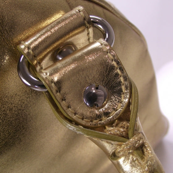 Leather Bowling Bag Gold