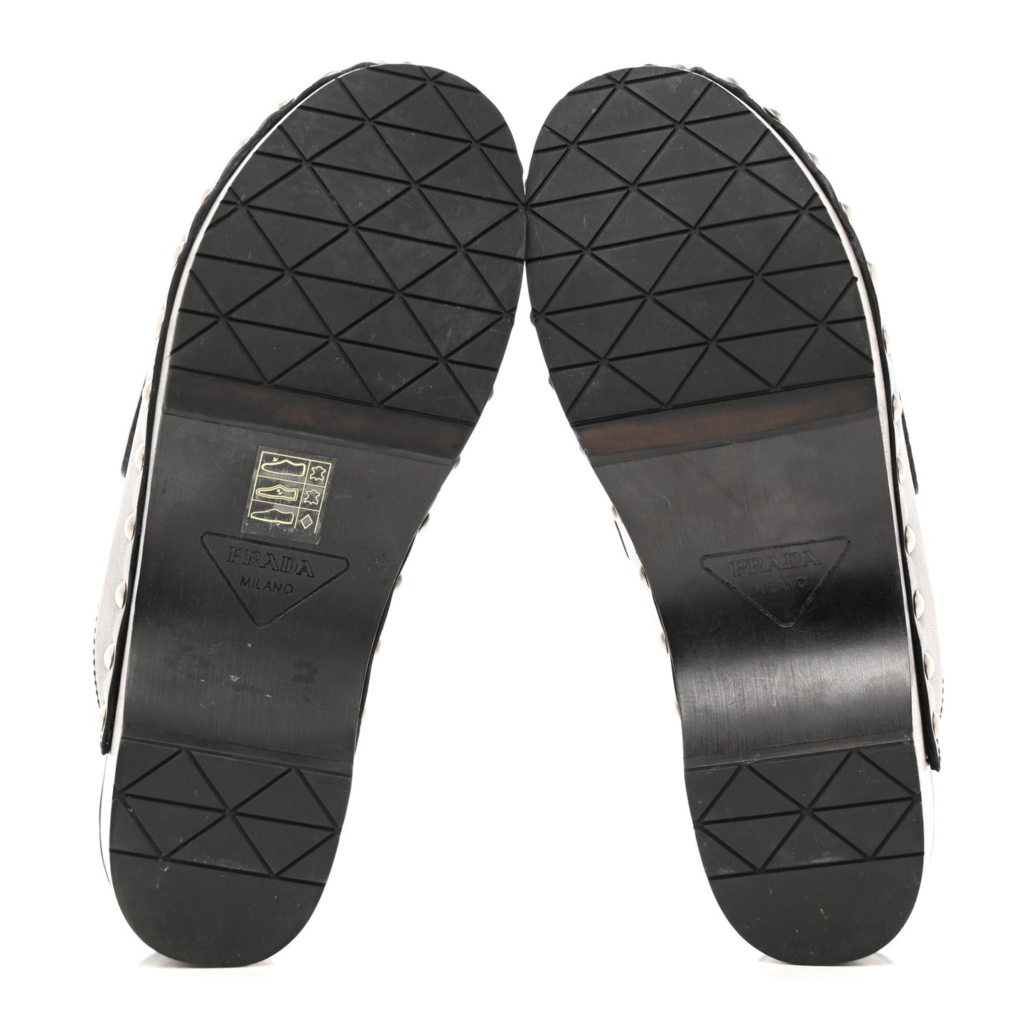Natural Calfskin Metal Triangle Logo 45mm Clogs Black