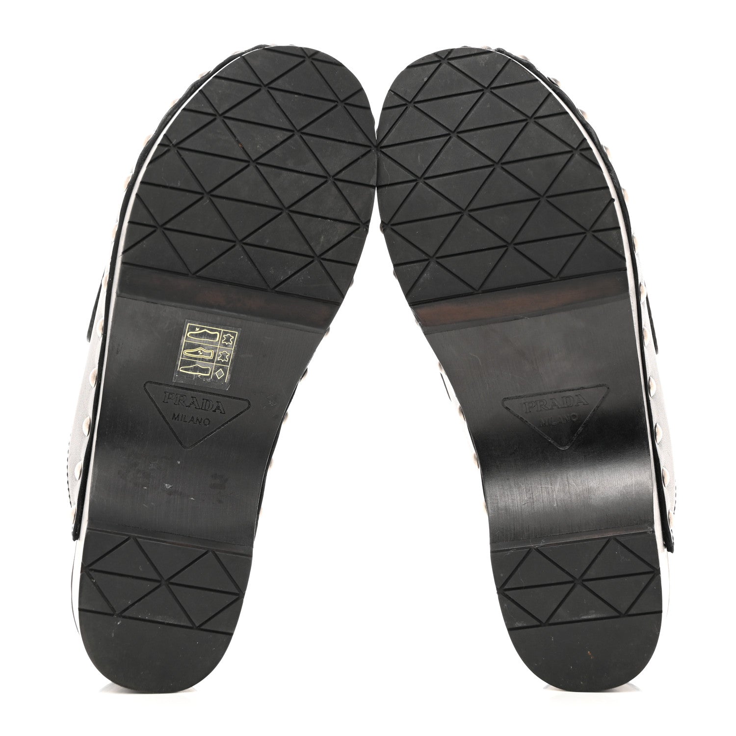 Prada Natural Calfskin Metal Triangle Logo 45mm Clogs Black 5 of 9
