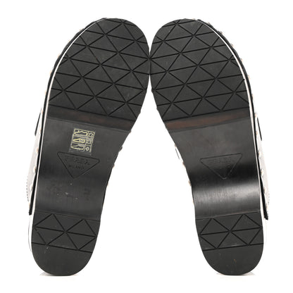 Prada Natural Calfskin Metal Triangle Logo 45mm Clogs Black 5 of 9