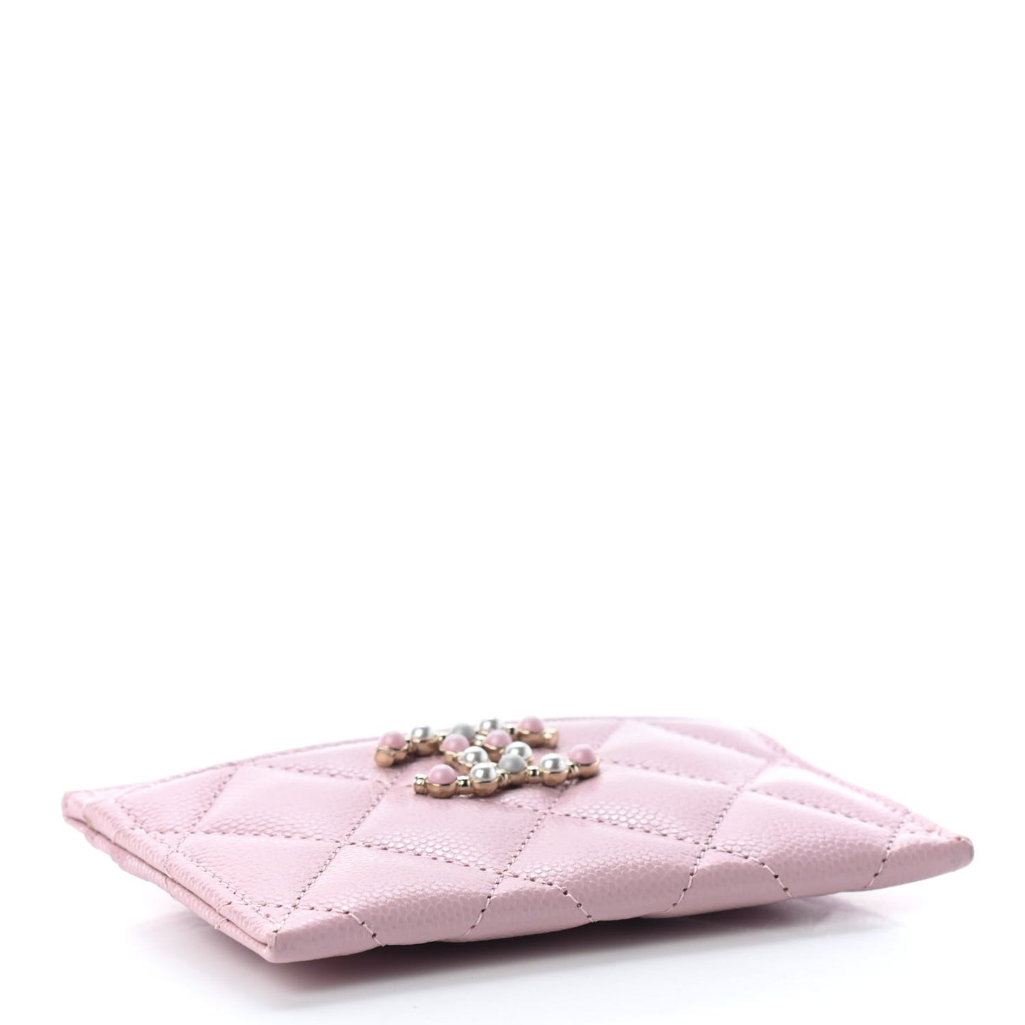 Caviar Pearl Quilted Coco Candy Card Holder Pink