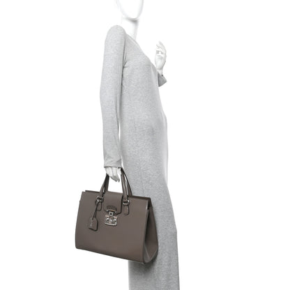 Gucci Regent Calfskin Large Lady Lock Flap Top Handle Bag Grey 2 of 13
