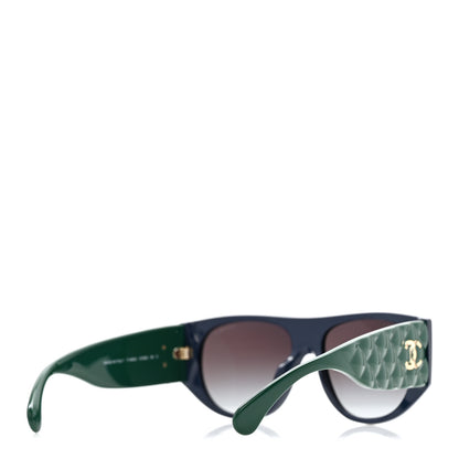 Chanel Acetate Quilted CC Pilot Sunglasses 71465A Blue Green 4 of 8