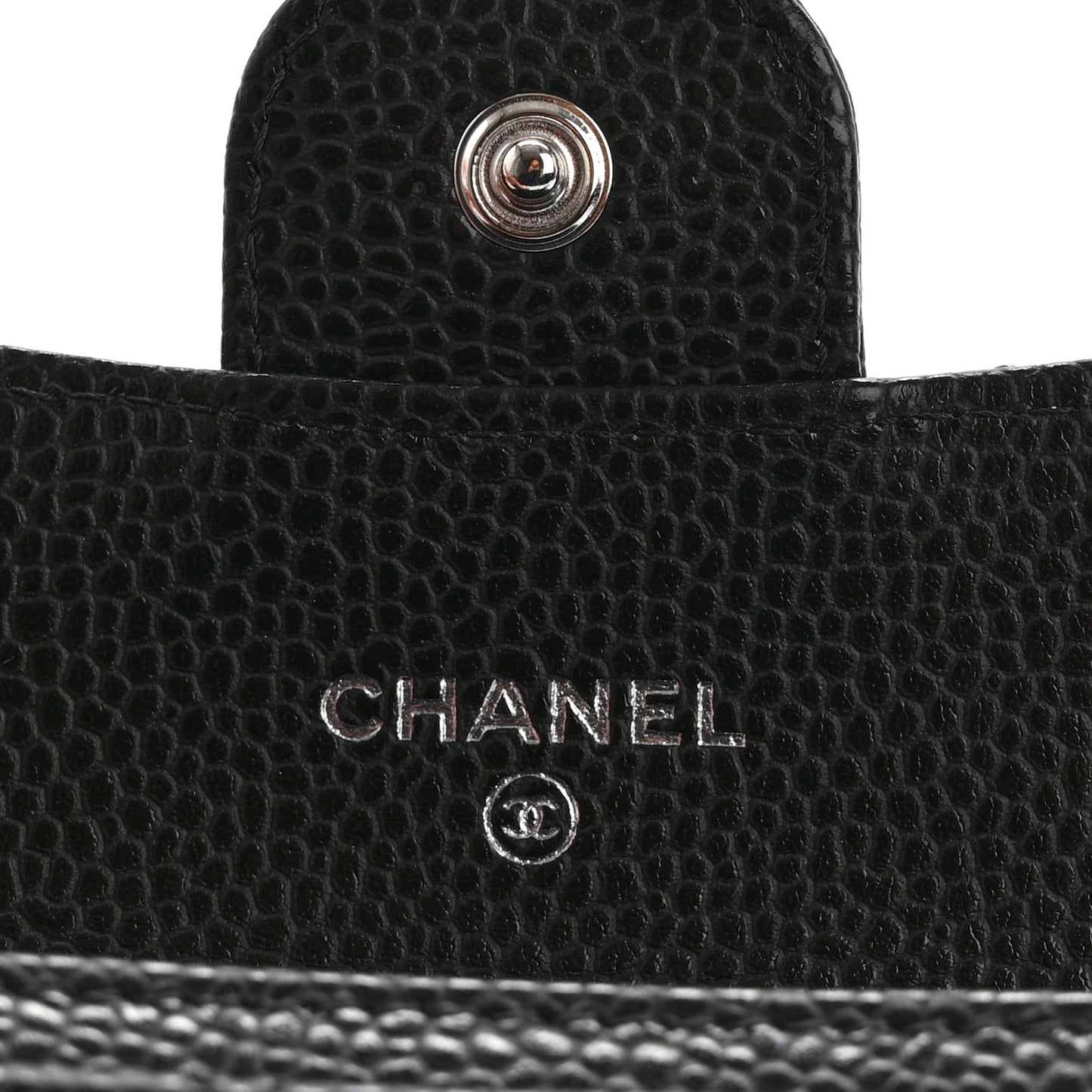 Caviar Quilted Flap Card Holder Wallet Black