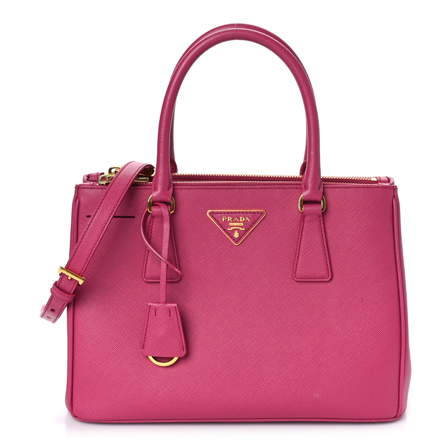 Prada Saffiano Small Galleria Double Zip Tote Fuxia 1 of 8