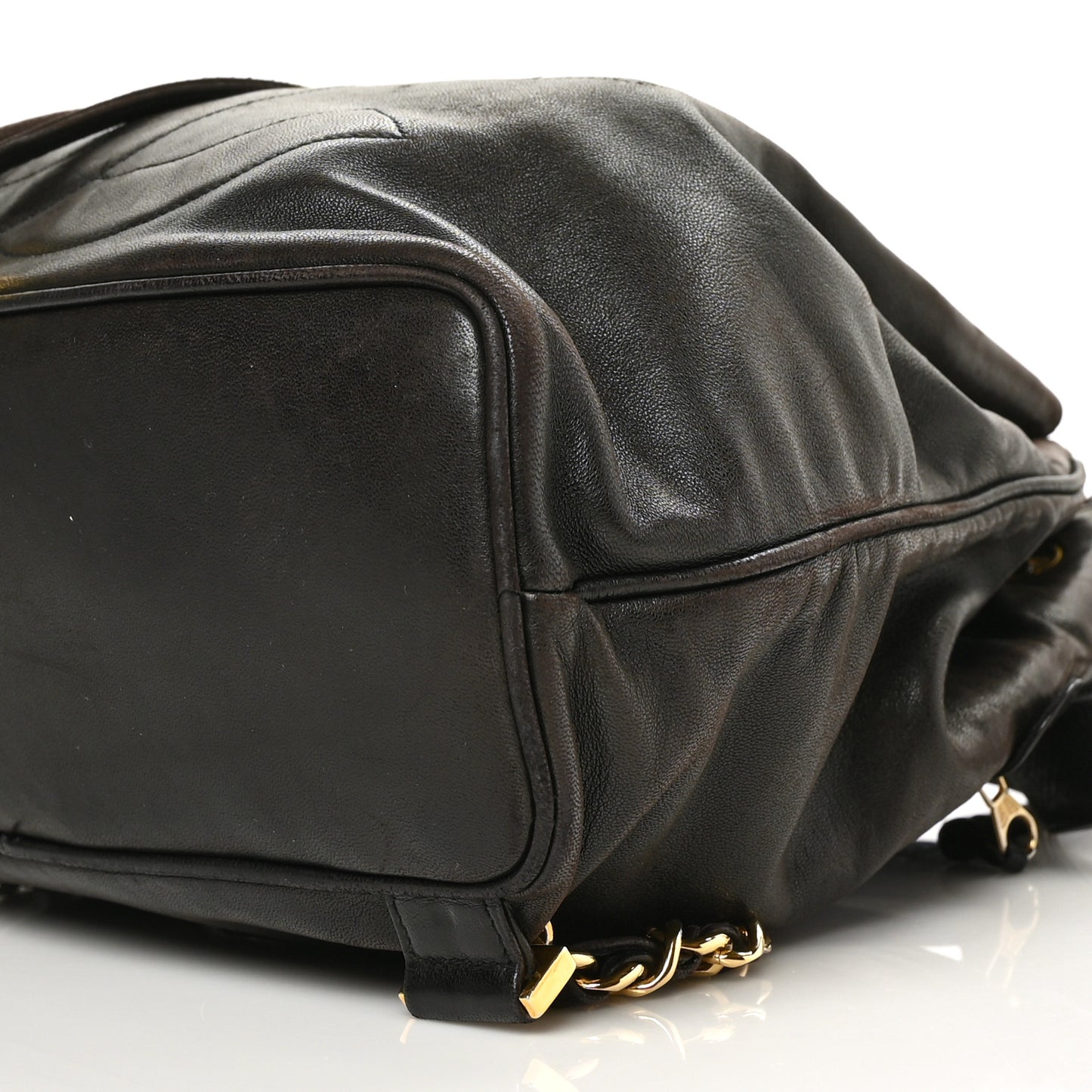 Lambskin CC Drawstring Backpack Brown