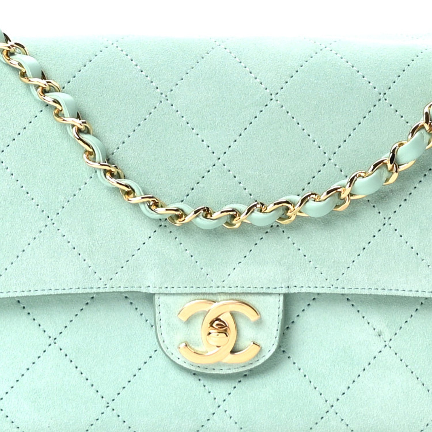 Chanel Suede Calfskin Small Souplissimo Maxi Flap Green 8 of 11