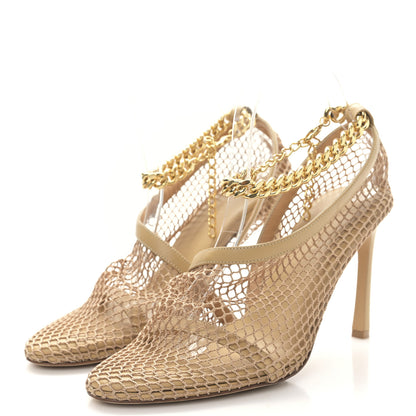 Bottega Veneta Mesh Nappa Chunky Chain Sandals 38 Beige Pony 3 of 7