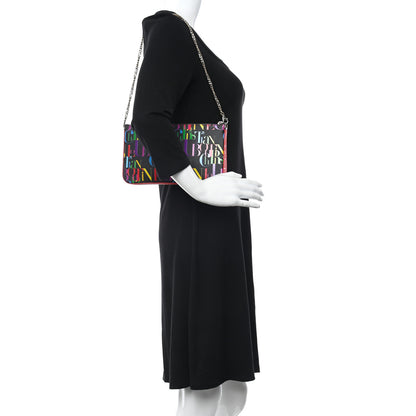 Christian Louboutin Calfskin Logo Loubila Chain Clutch Black Multicolor 2 of 9