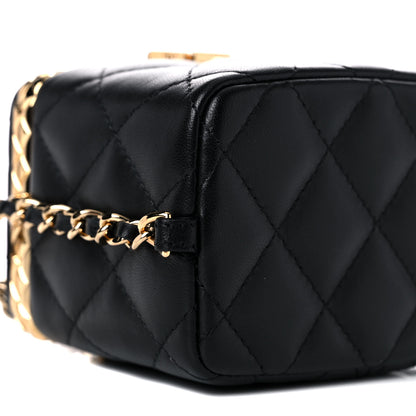 Chanel Metal Lambskin Quilted Small Vanity With Chain Black 8 of 10