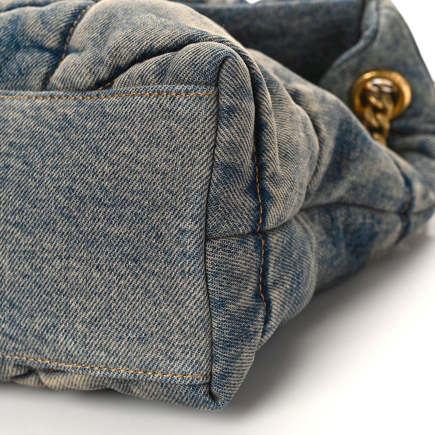 Saint Laurent Denim Quilted Small Loulou Puffer Monogram Chain Satchel Blue Cinnamon 8 of 8