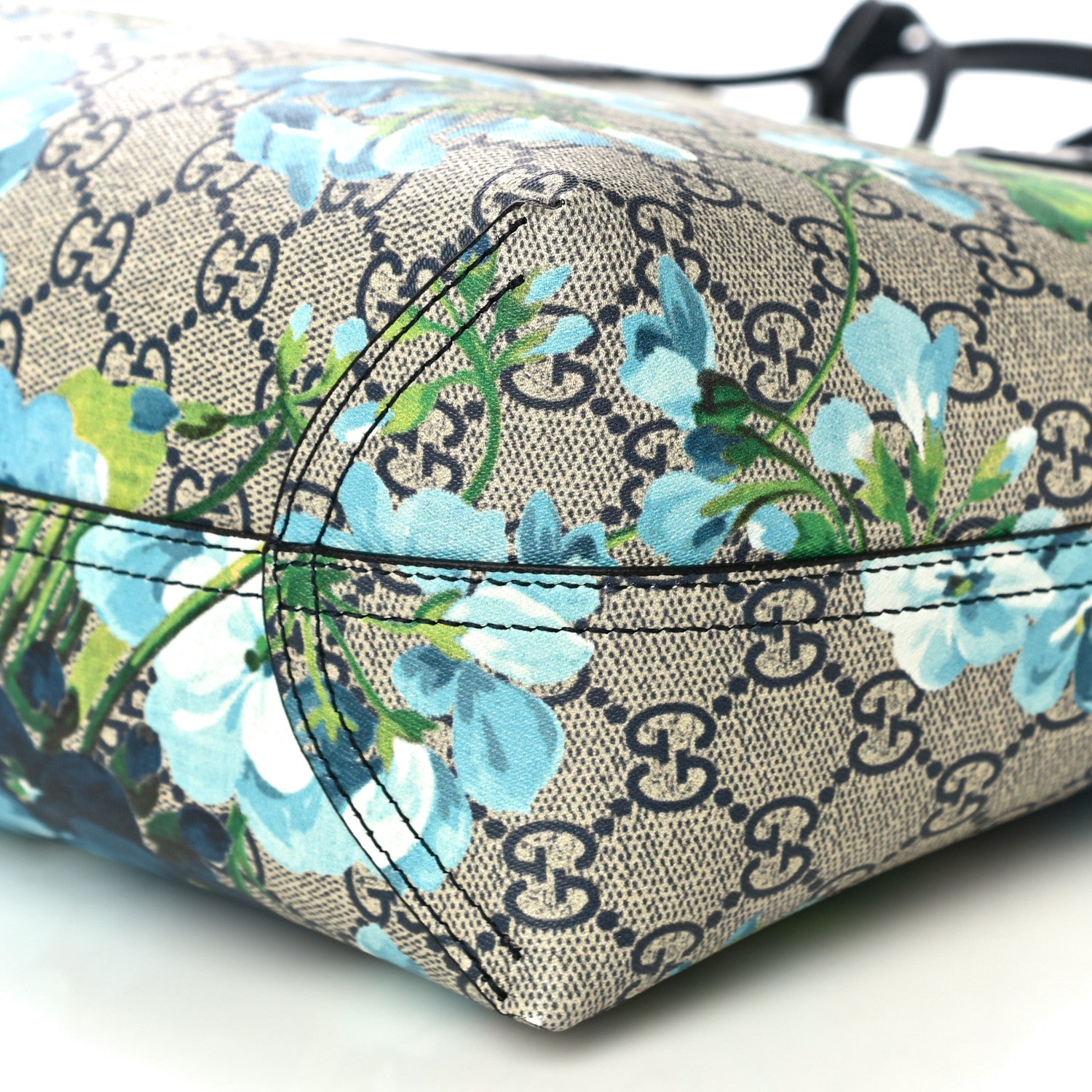 Gucci GG Supreme Monogram Blooms Small Reversible Tote Beige Blue Navy 7 of 17