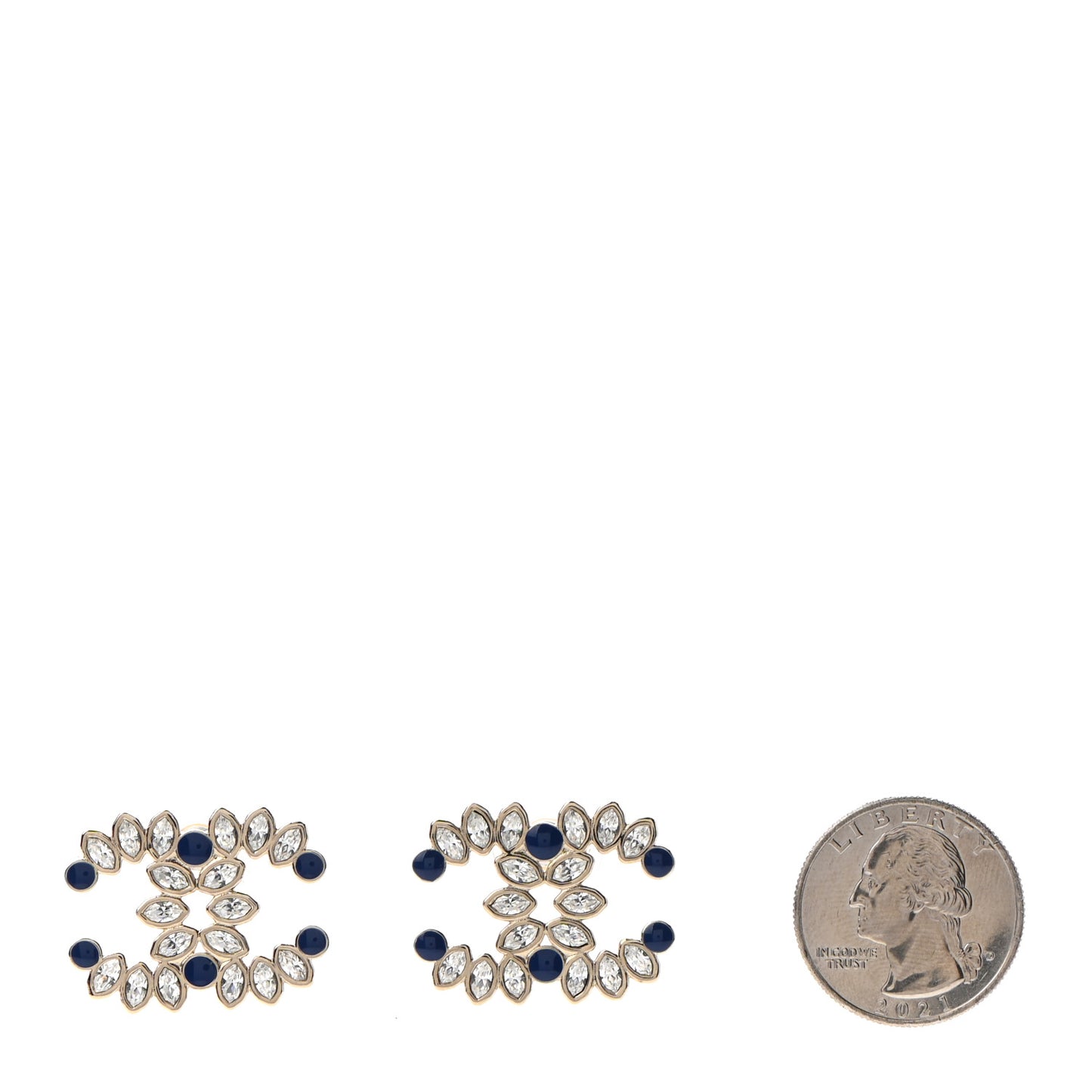 Strass Crystal Dazzling Wheat CC Earrings Blue Gold