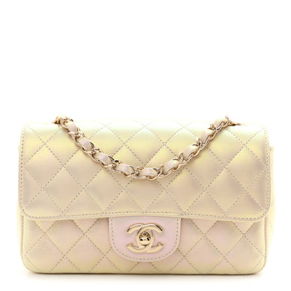 Chanel Iridescent Lambskin Quilted Mini Rectangular Flap Ivory 1 of 11