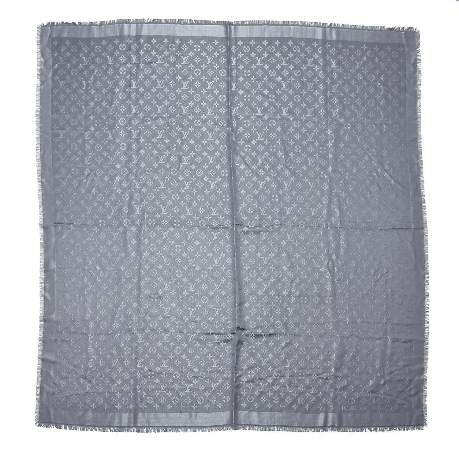 Louis Vuitton Silk Lurex Wool Monogram Shine Shawl Charcoal Grey 1 of 4
