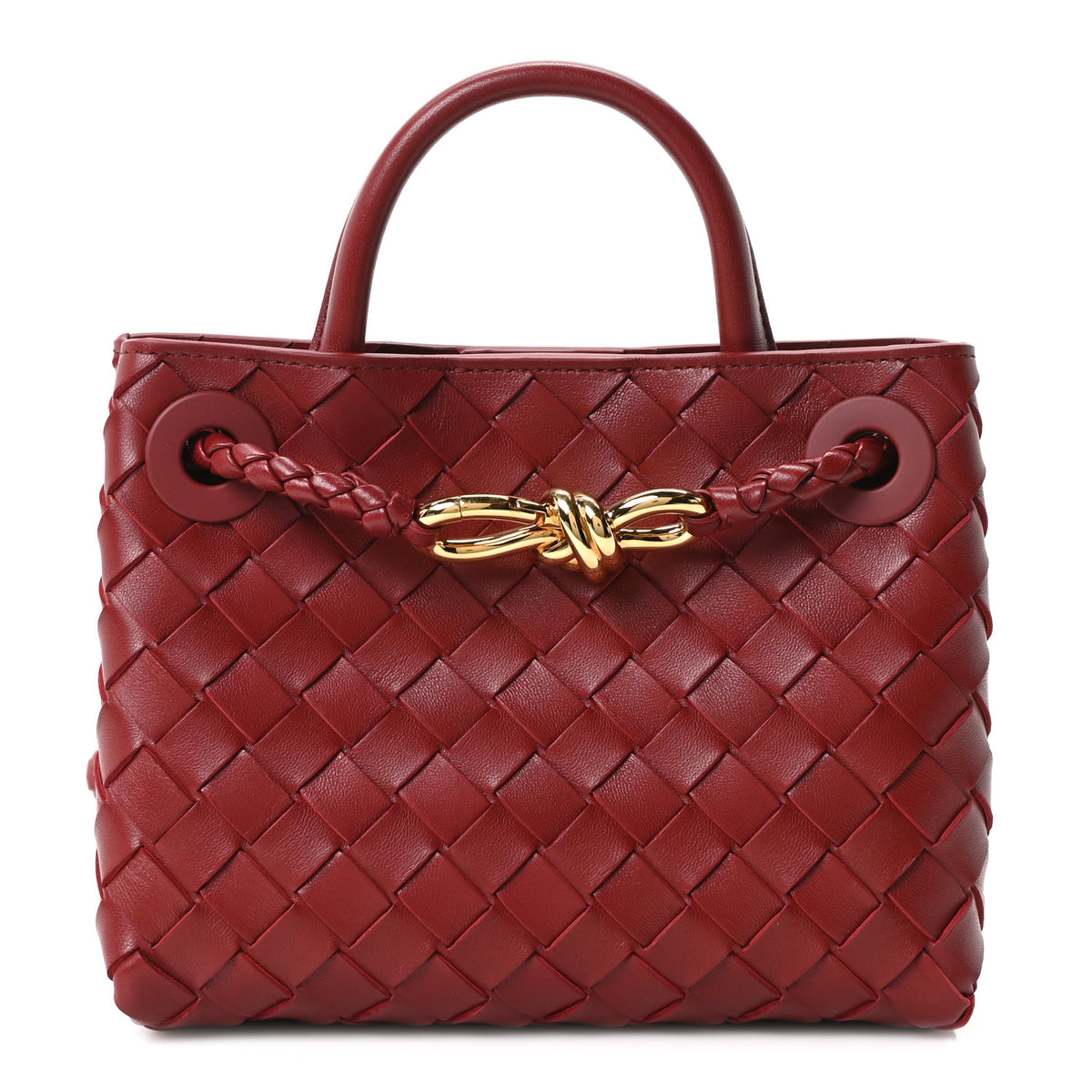 Nappa Intrecciato Mini Andiamo Shoulder Bag Lava Red