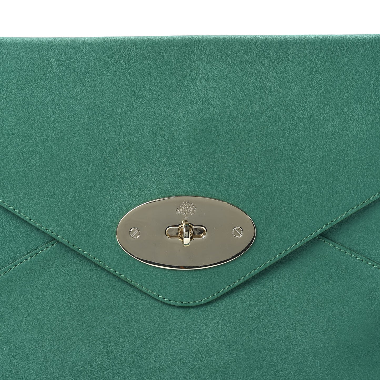 Classic Grain Calfskin Willow Clutch Emerald