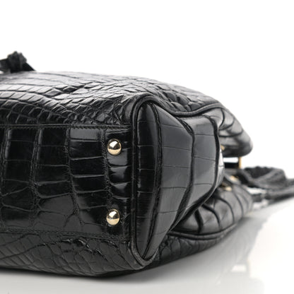 Gucci Crocodile Peggy Braided Tote Black 10 of 12