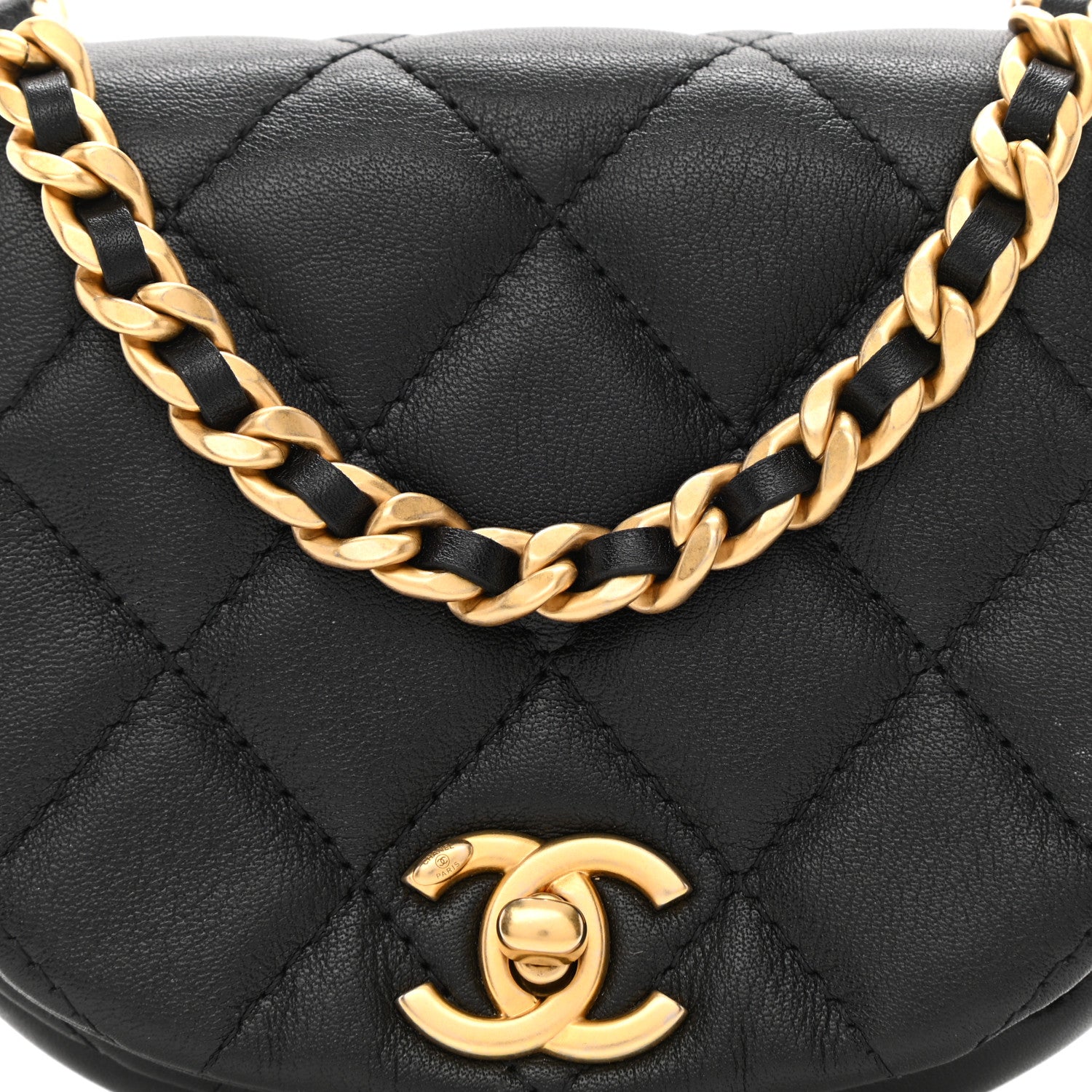 Chanel Calfskin Quilted Mini Coco Mail Clutch with Chain Black 8 of 12