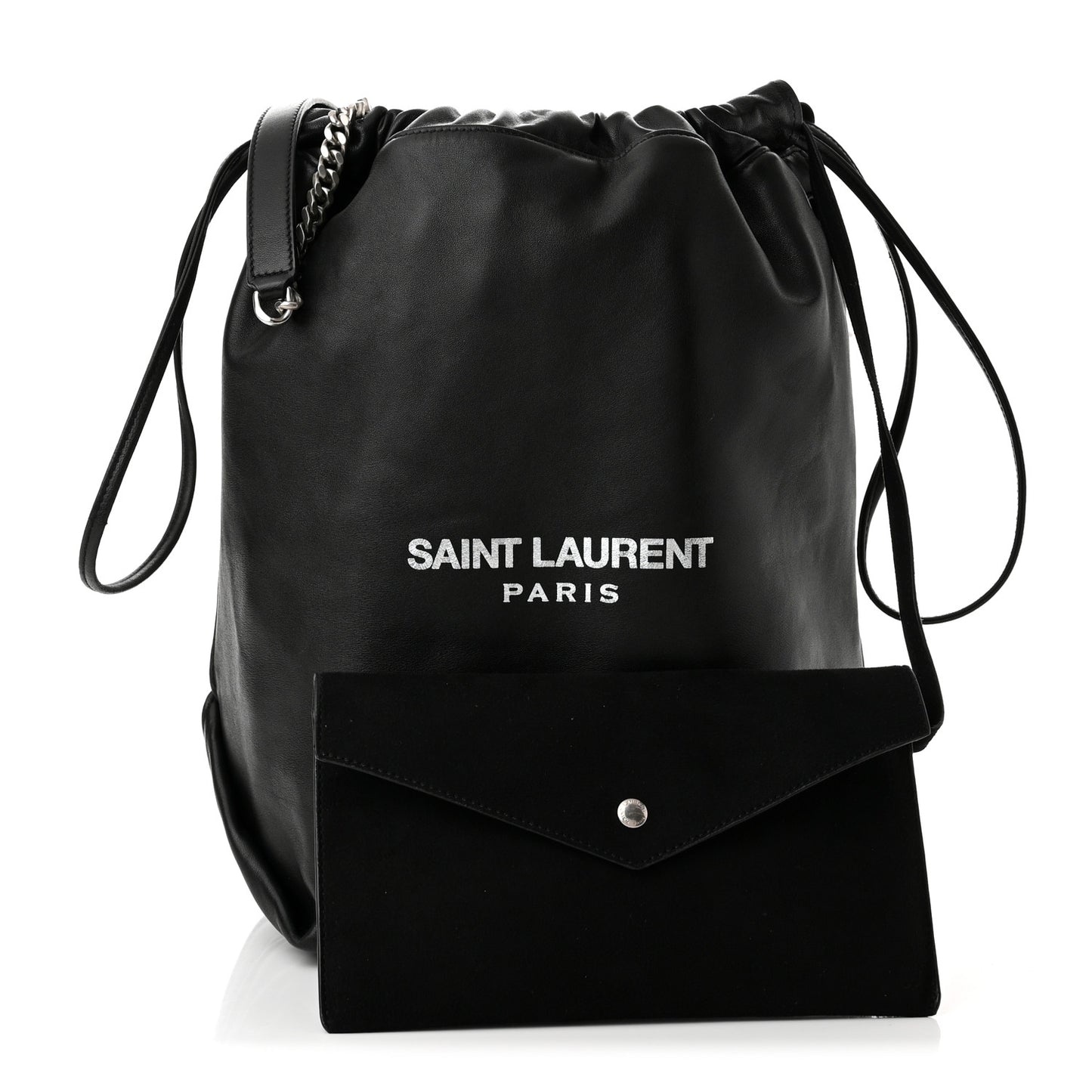 Lambskin Teddy Drawstring Bag Black