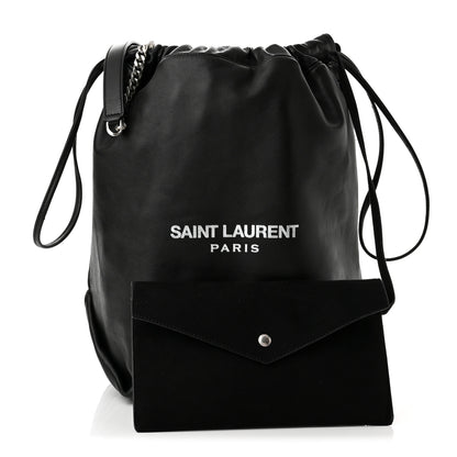 Saint Laurent Lambskin Teddy Drawstring Bag Black 1 of 11