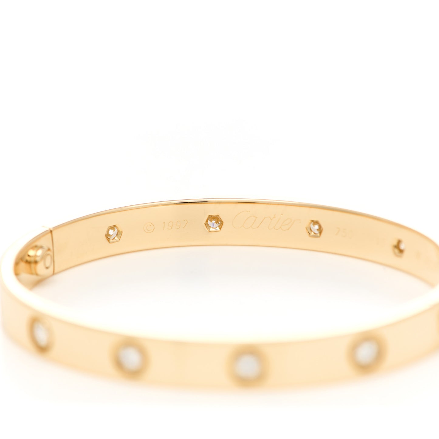 18K Yellow Gold 10 Diamond LOVE Bracelet 16