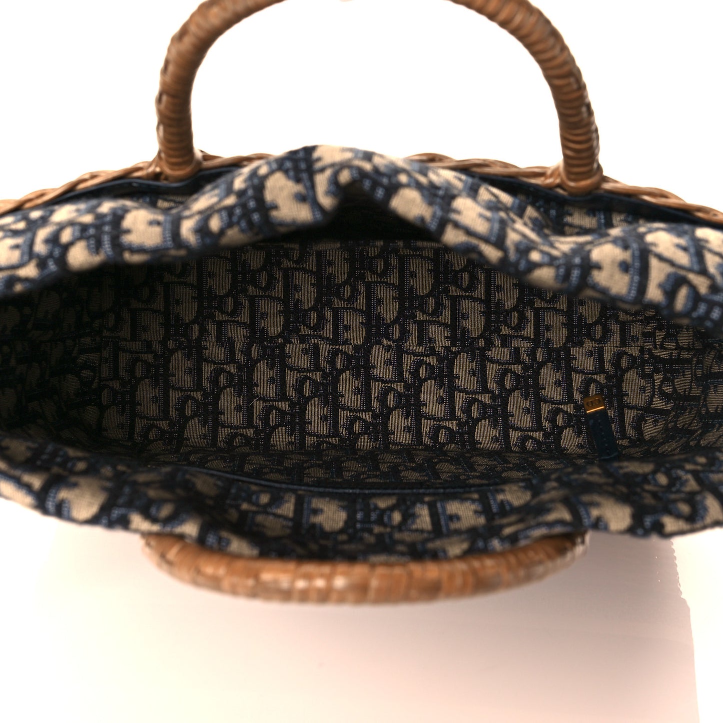 Wicker Oblique Basket Bag Blue