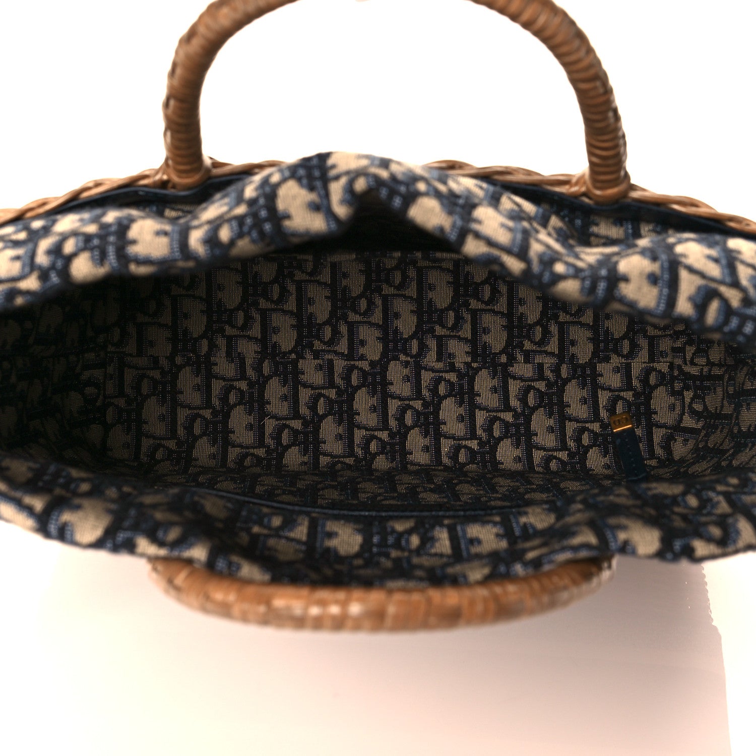 Christian Dior Wicker Oblique Basket Bag Blue 4 of 11