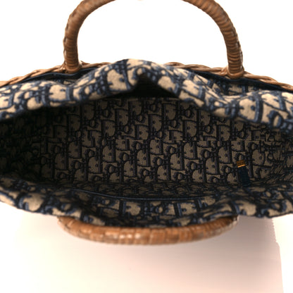 Christian Dior Wicker Oblique Basket Bag Blue 4 of 11