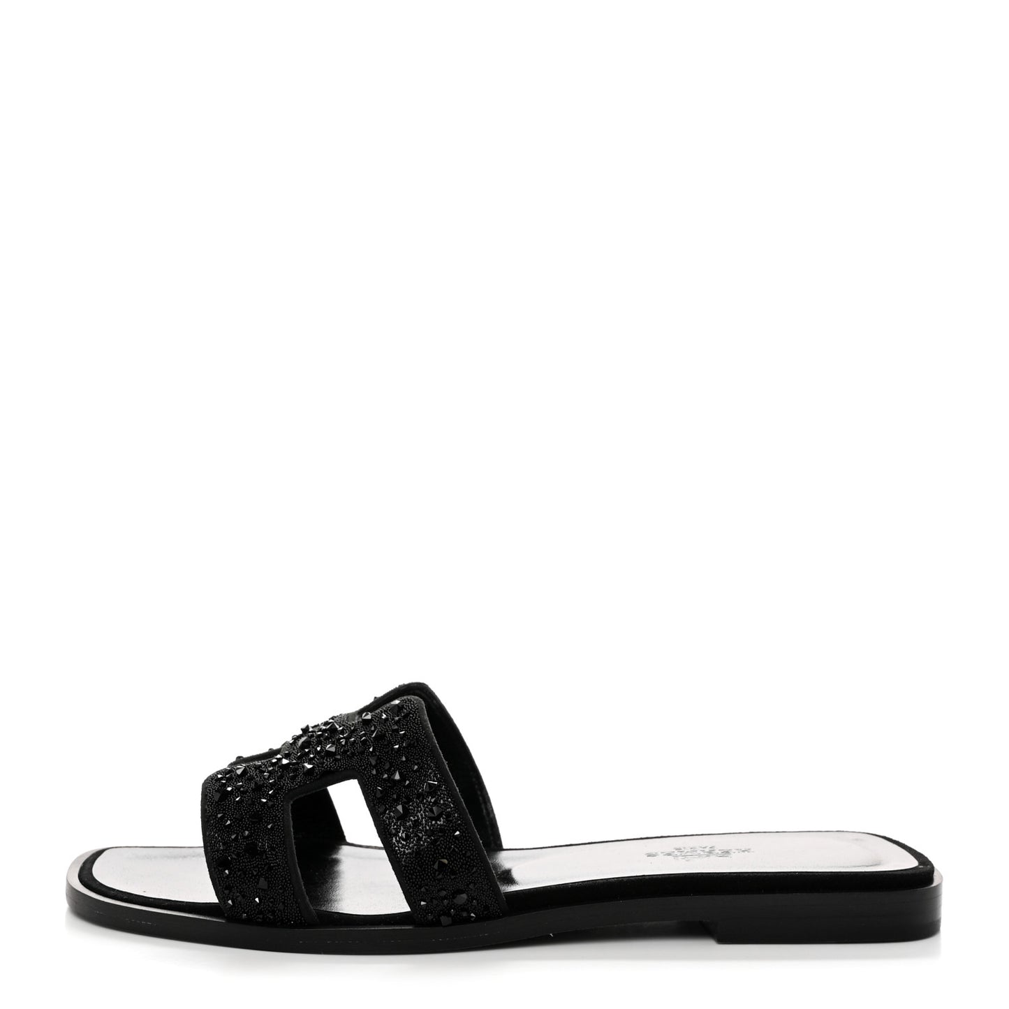 Suede Crystal Oran Sandals 36 Black