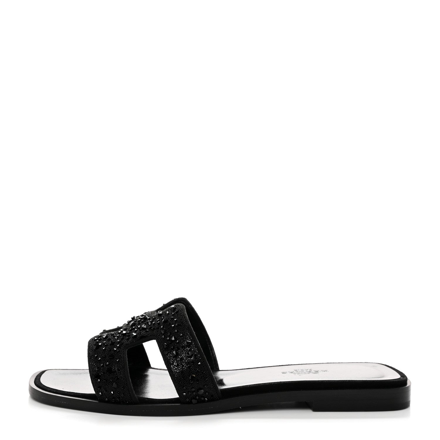 Hermes Suede Crystal Oran Sandals 36 Black 1 of 8
