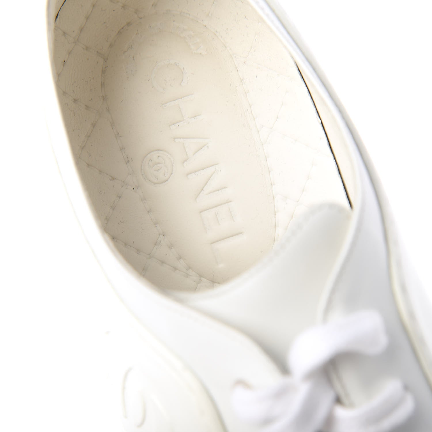 Chanel Calfskin Gum Womens CC Sneakers 41 White 9 of 10