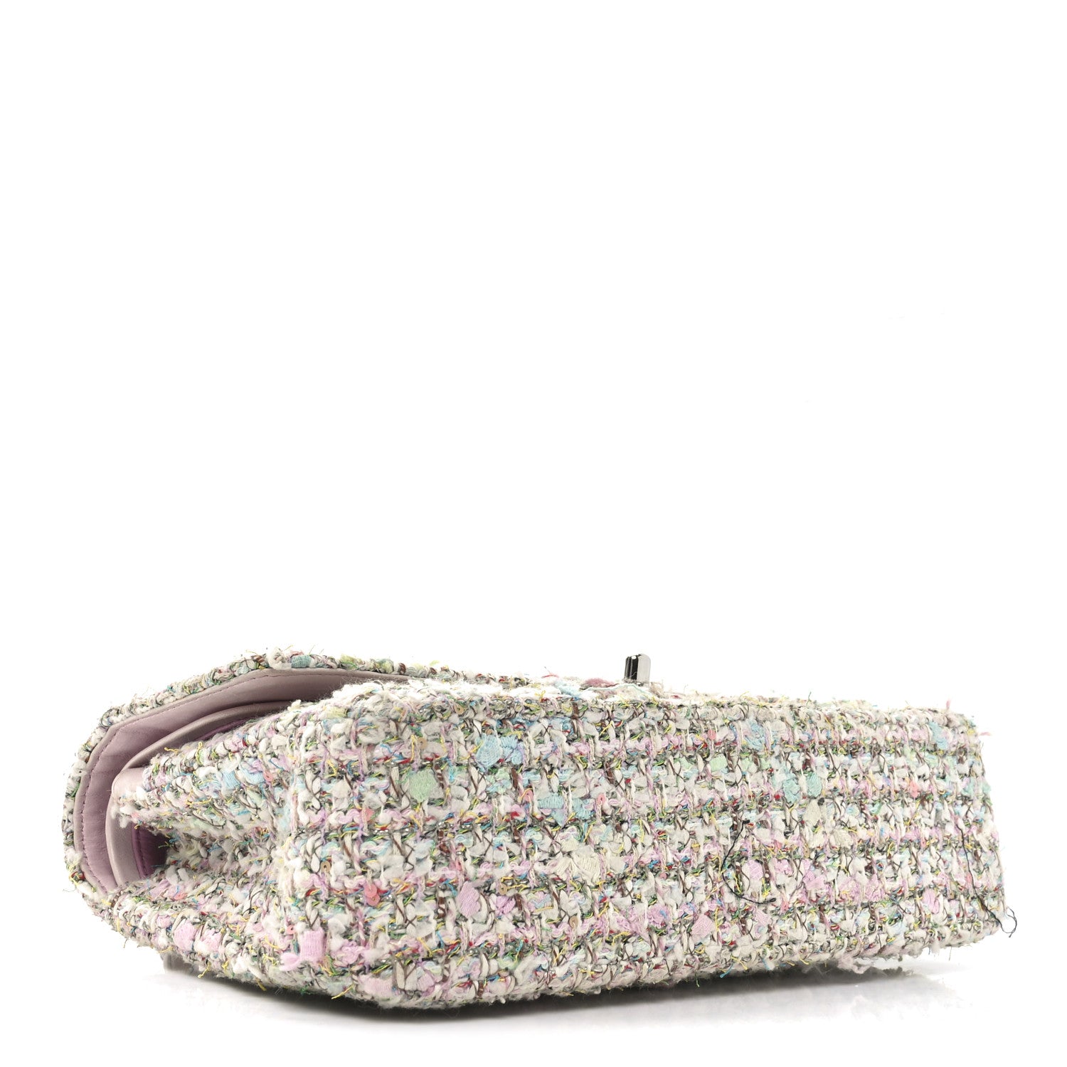 Chanel Tweed Quilted Medium Double Flap Light Pink Multicolor 4 of 13