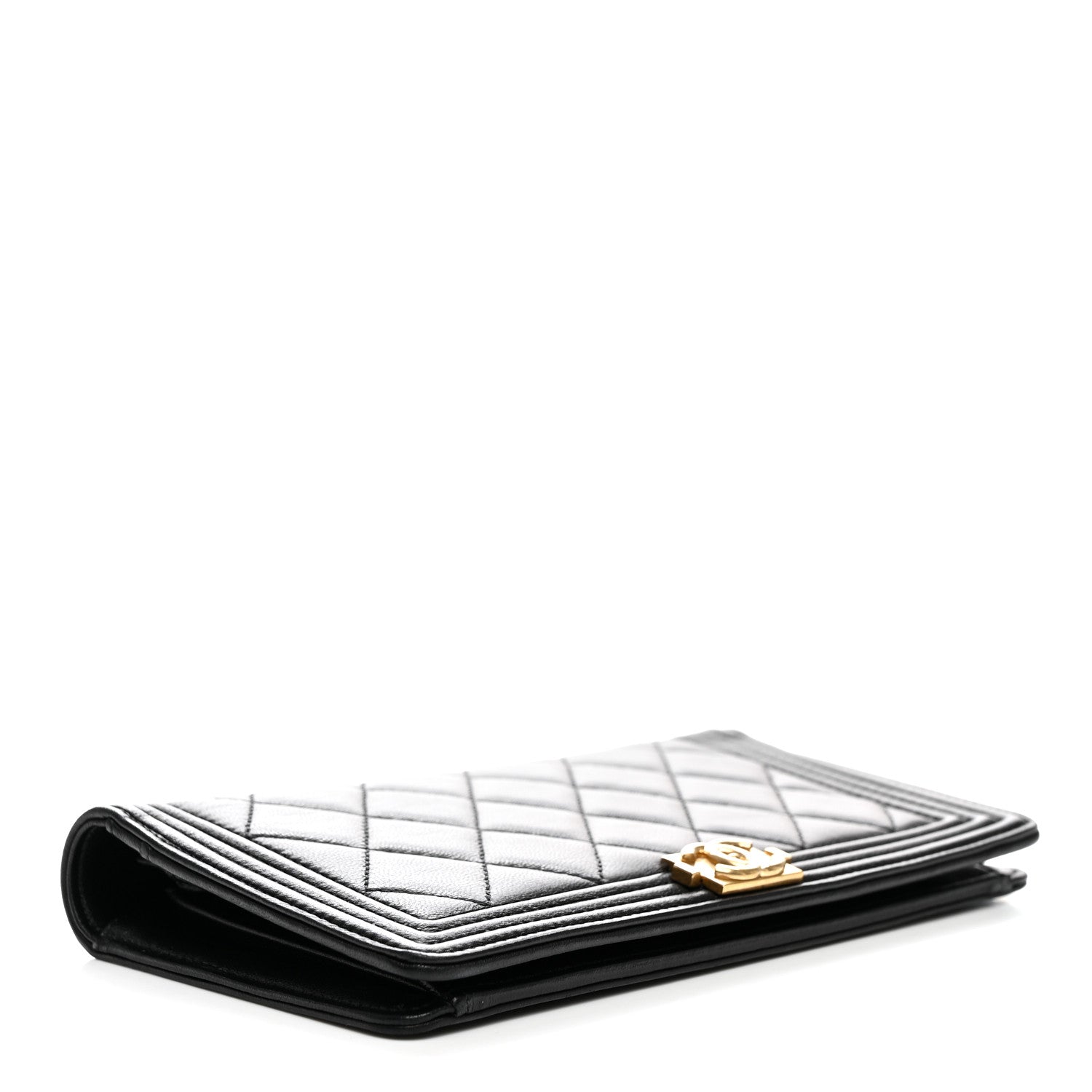 Chanel Lambskin Quilted Boy Yen Wallet Black 4 of 7
